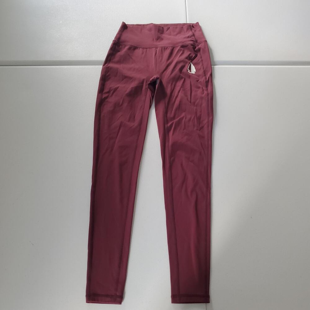 TACHUNTFISH Leggings Womens Small Burgundy High Rise Full Length Athletic Yoga